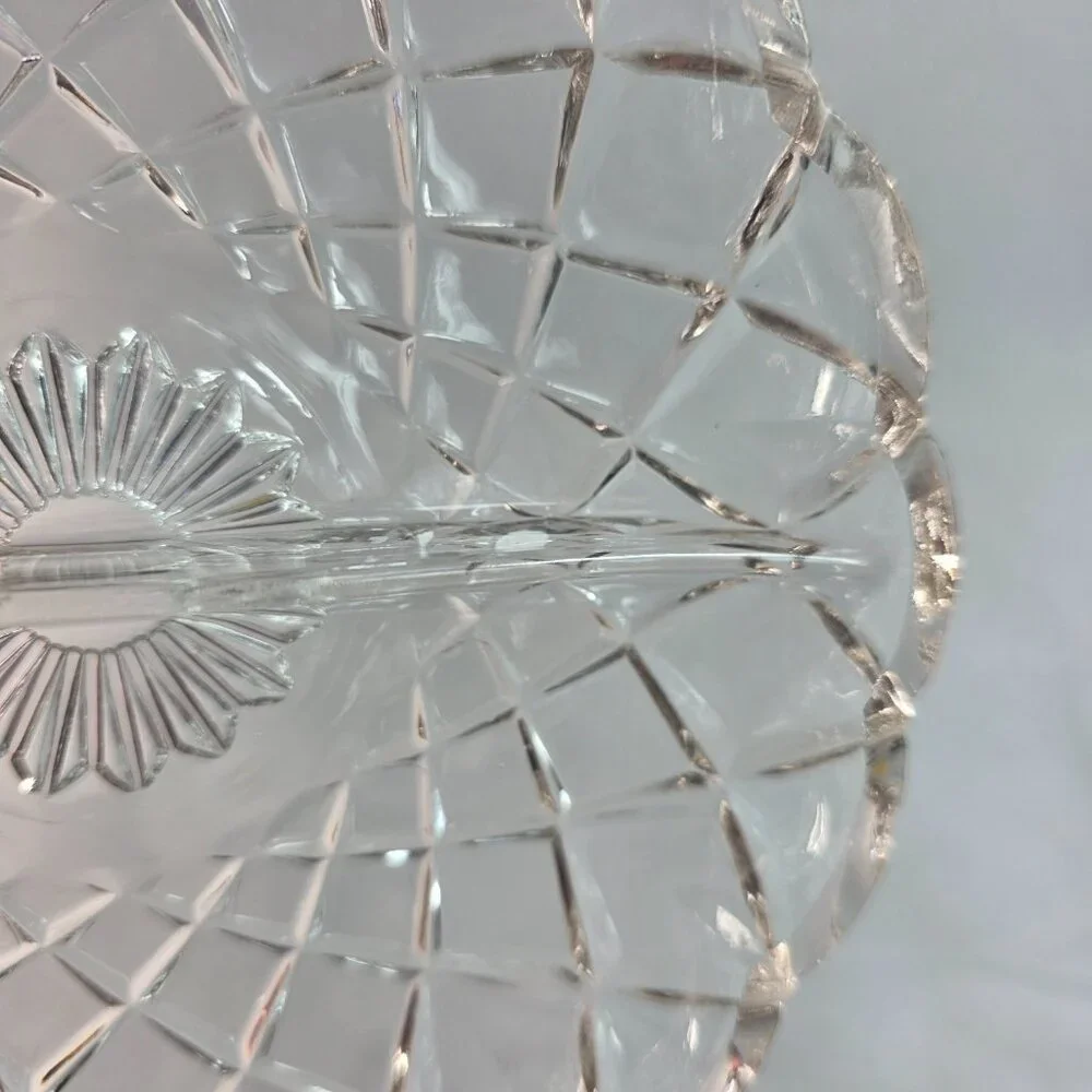 Vintage Hazel Atlas 232 Divided Relish Dish 6 1/2 Inches Crisscross Pattern